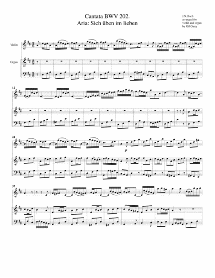 Two arias from Cantata BWV 202 (arrangement for violin and organ or harpsichord) Small Ensemble scores gallery preview page 5