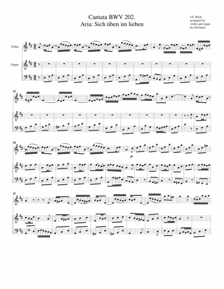 Two arias from Cantata BWV 202 (arrangement for violin and organ or harpsichord)