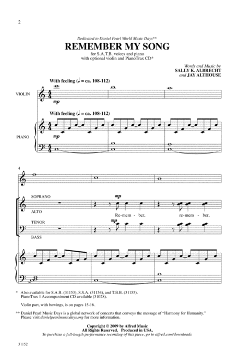 Remember My Song 4-Part scores gallery preview page 2