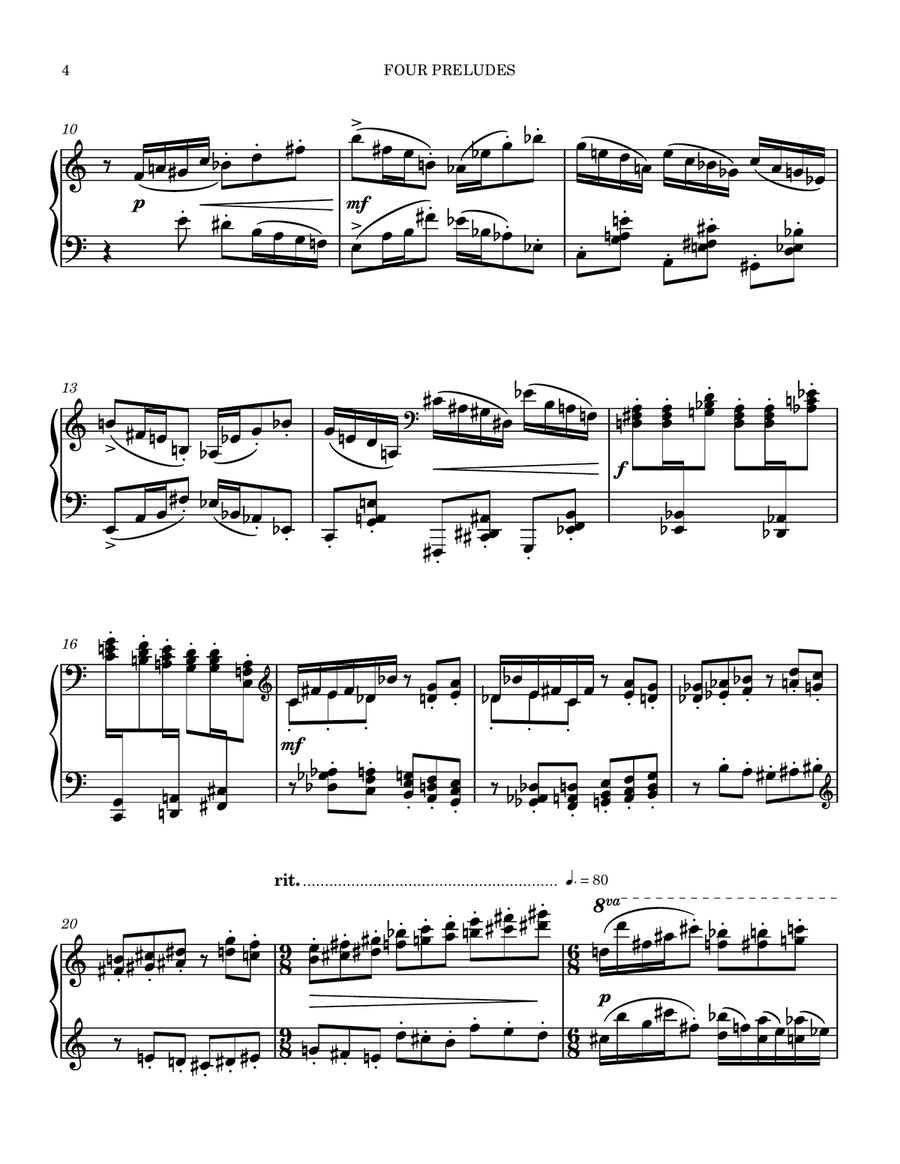 Four Preludes Piano Solo scores gallery preview page 4
