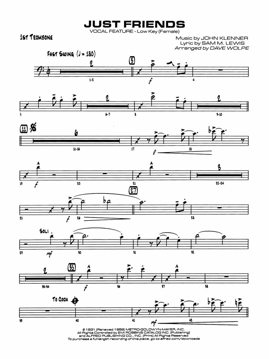 Just Friends: 1st Trombone