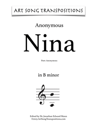 Book cover for ANONYMOUS: Nina (transposed to B minor)