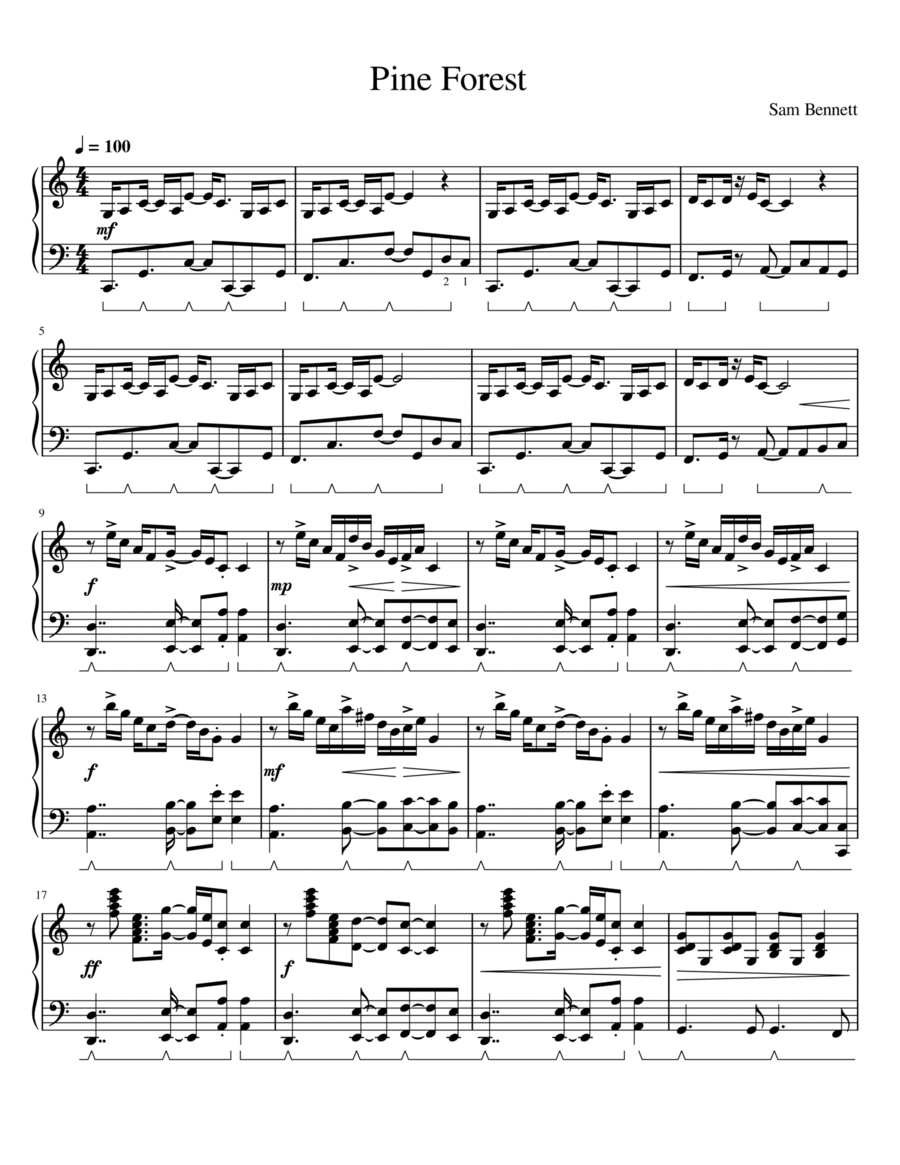 Pine Forest Piano Solo scores gallery preview page 1