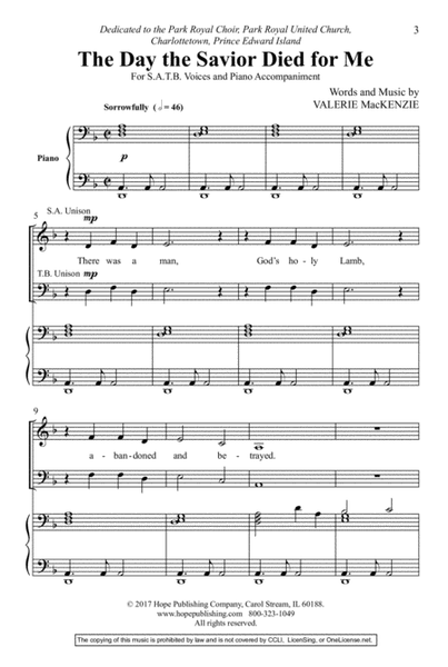 The Day the Savior Died for Me-SATB image number null
