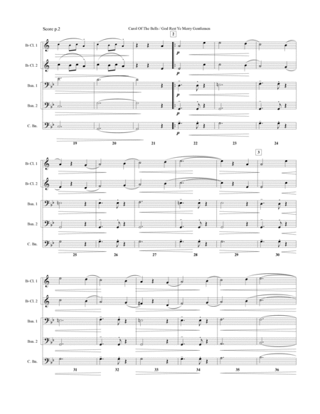 Carol Of The Bells / God Rest Ye Merry Gentlemen - 2 Clarinets, 2 Bassoons, 1 Contrabassoon (Optiona image number null