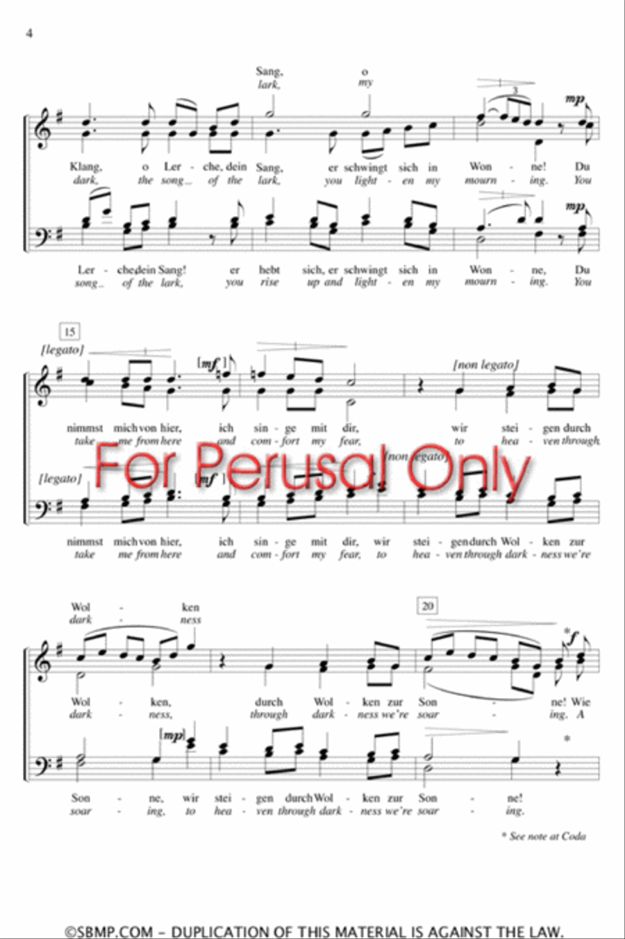 The Lark (Lerchengesang) - SATB Octavo 4-Part scores gallery preview page 3