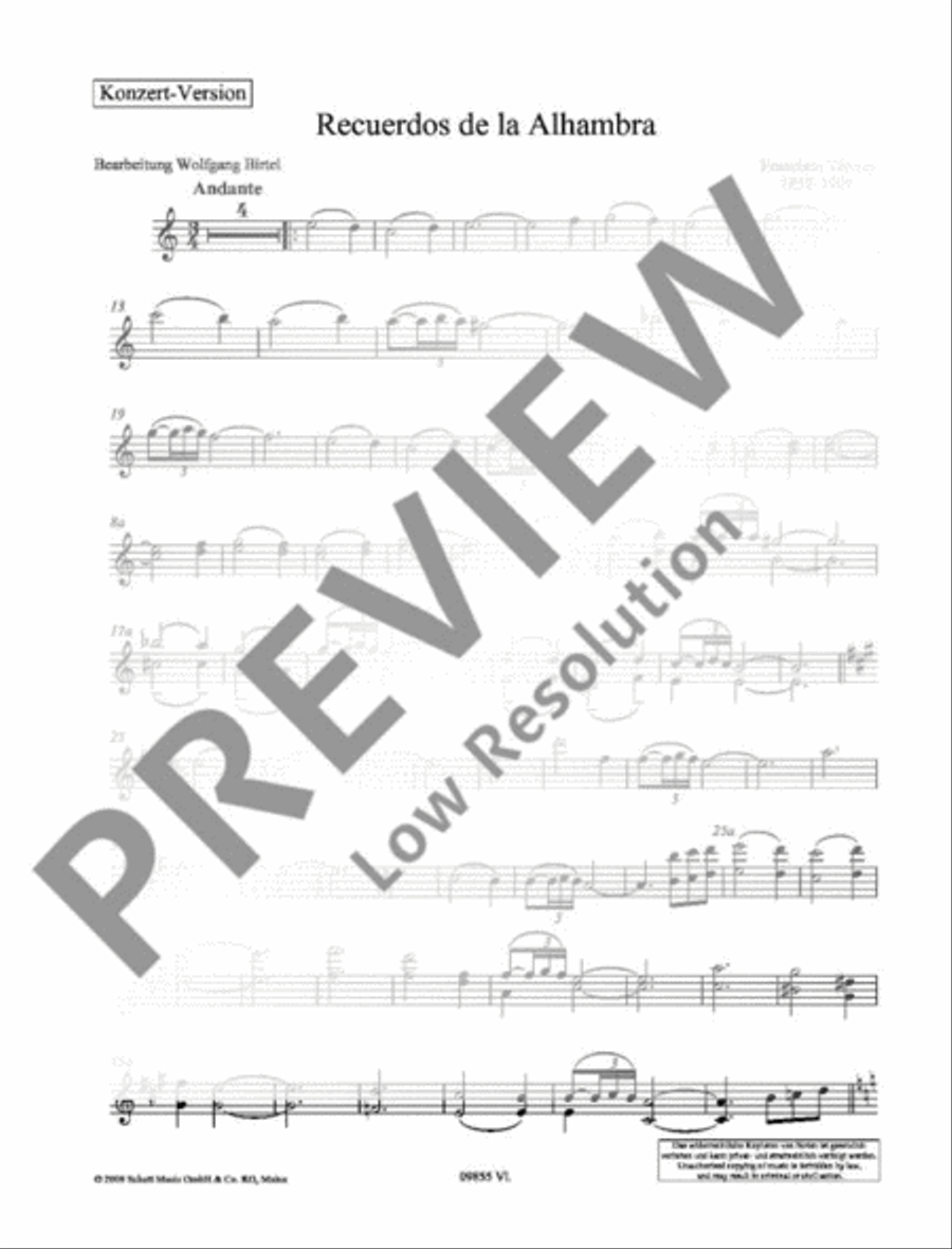 Recuerdos de la Alhambra Recuerdos de la Alhambra Violin Solo scores gallery preview page 12