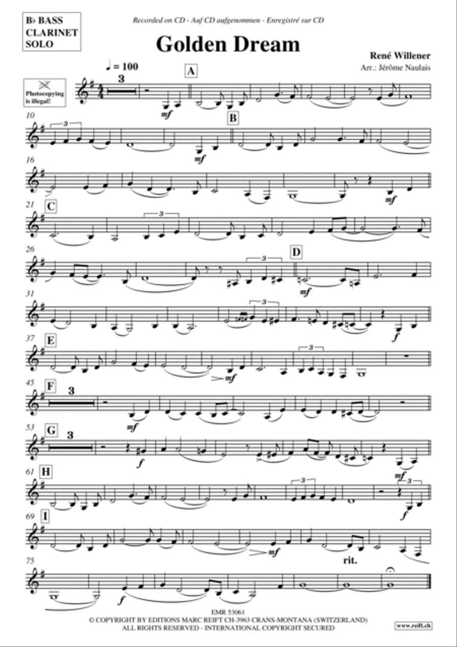 Golden Dream Bass Clarinet scores gallery preview page 2