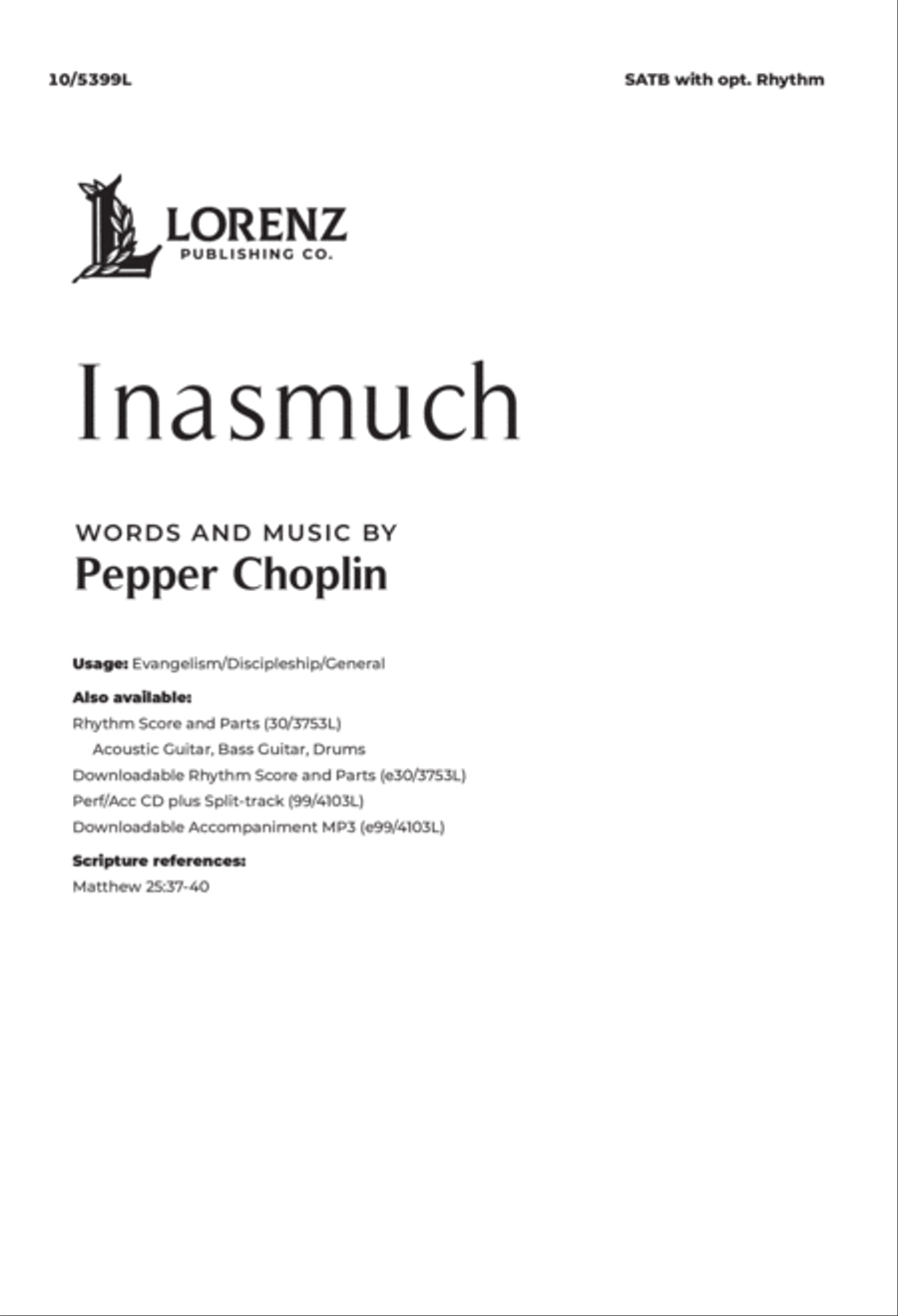 Inasmuch 4-Part scores gallery preview page 1