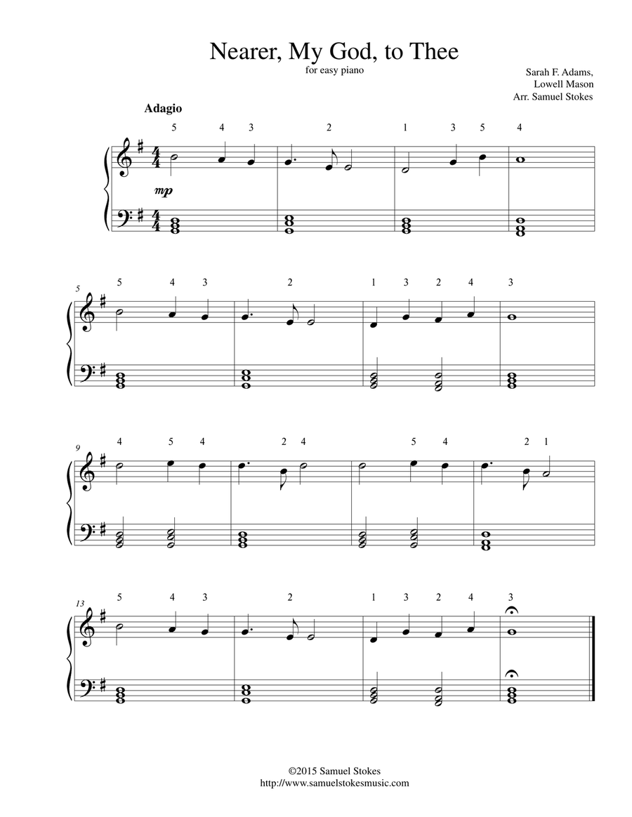 Nearer, My God, to Thee - for easy piano Easy Piano scores gallery preview page 1
