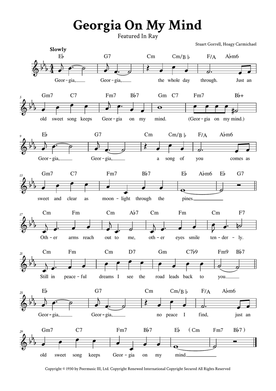 Georgia On My Mind Piano scores gallery preview page 1