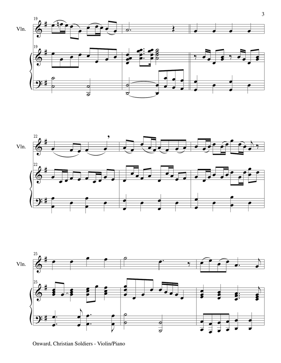 ONWARD, CHRISTIAN SOLDIERS (Violin/Piano and Violin Part) Violin Solo scores gallery preview page 3