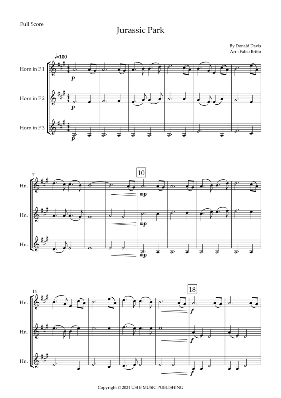 Jurassic Park Iii Jurassic Park Iii Brass Ensemble scores gallery preview page 1