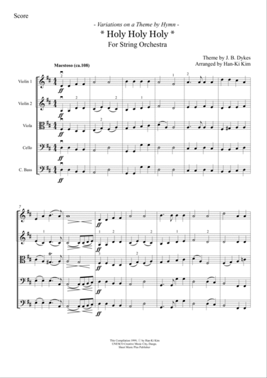 Holy Holy Holy (For String Orchestra) String Orchestra scores gallery preview page 2