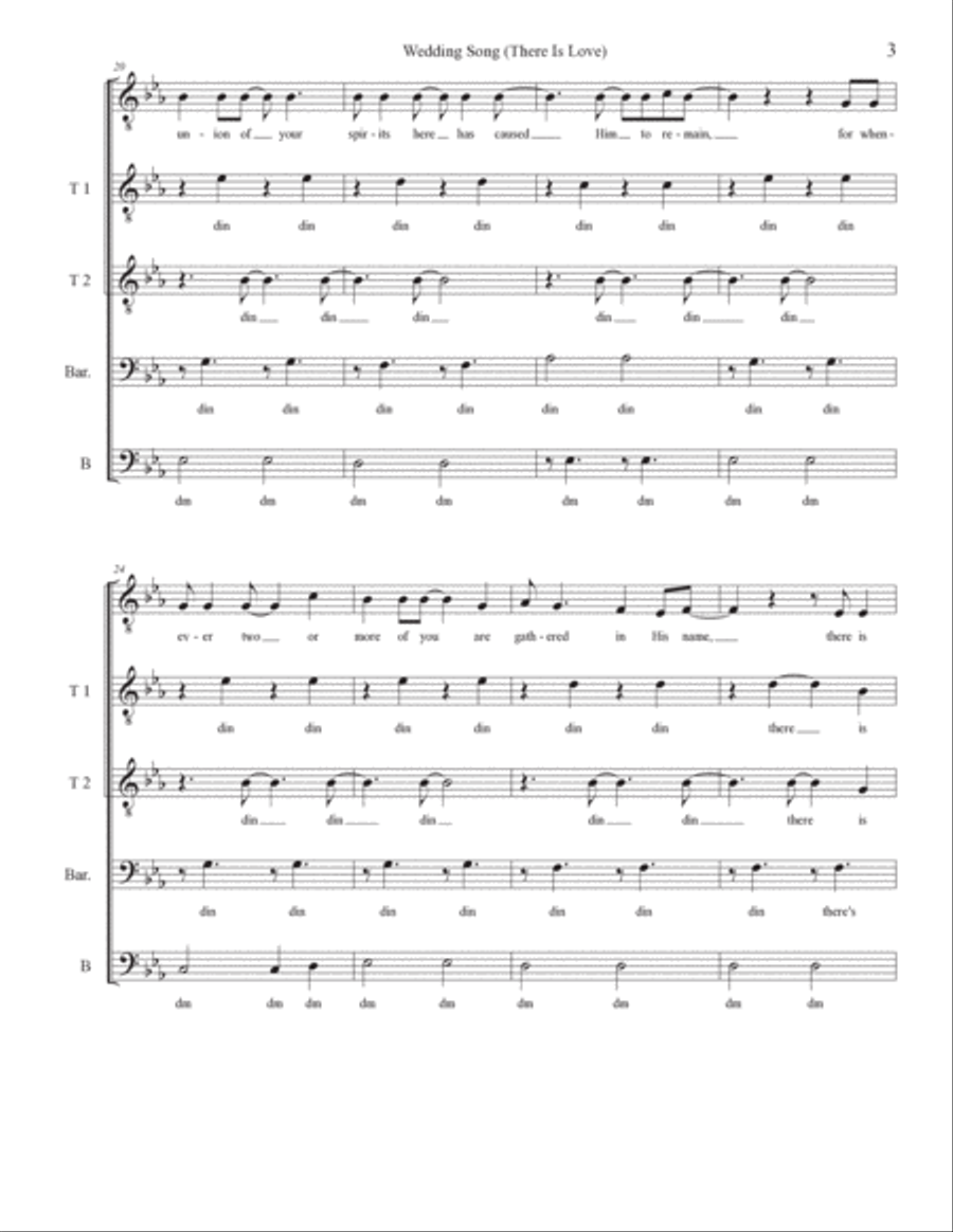 Wedding Song (there Is Love) TTBB scores gallery preview page 3