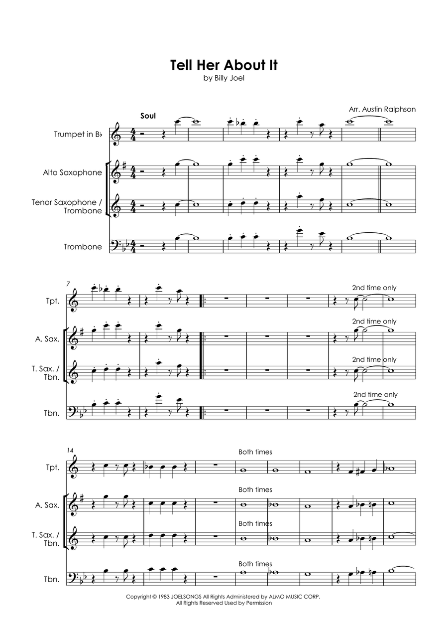 Tell Her About It Tell Her About It Tenor Saxophone scores gallery preview page 3