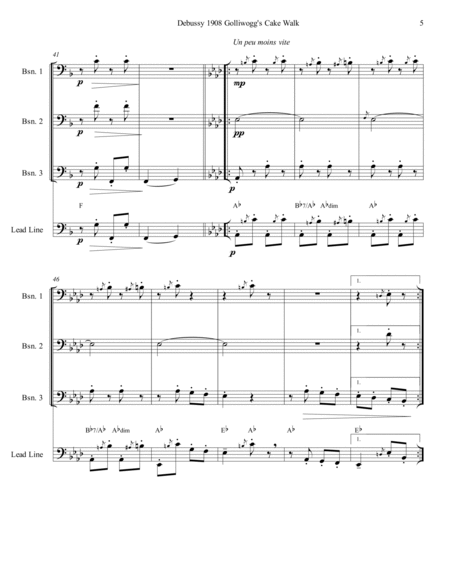 Debussy Golliwogs Cakewalk For Bassoon Trio Woodwind Trio - Digital Sheet Music