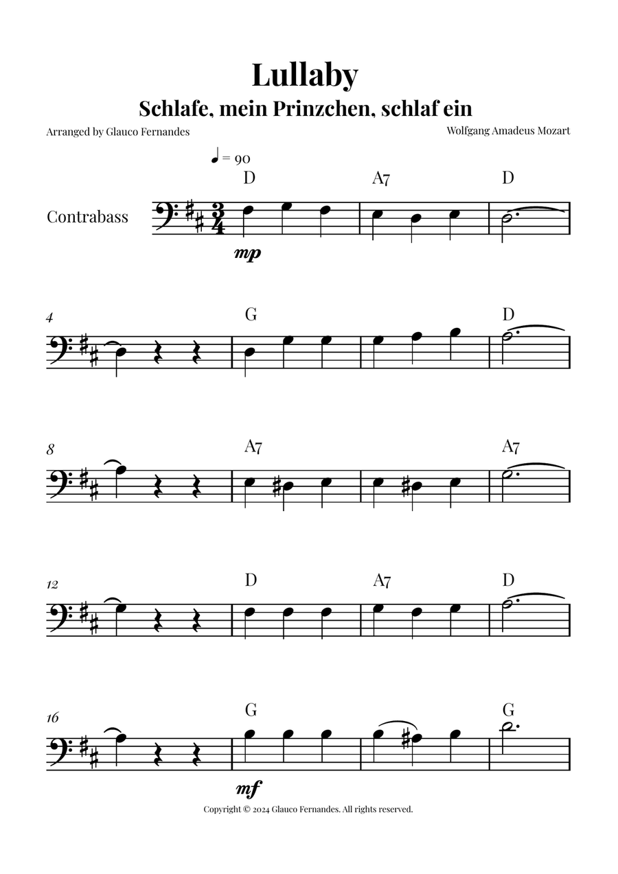 Mozart's Lullaby Chamber Music scores gallery preview page 1