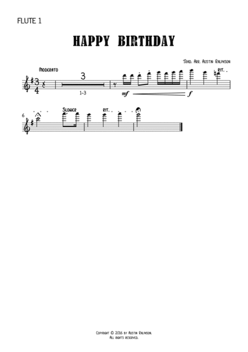 Happy Birthday - flute choir / flute ensemble image number null