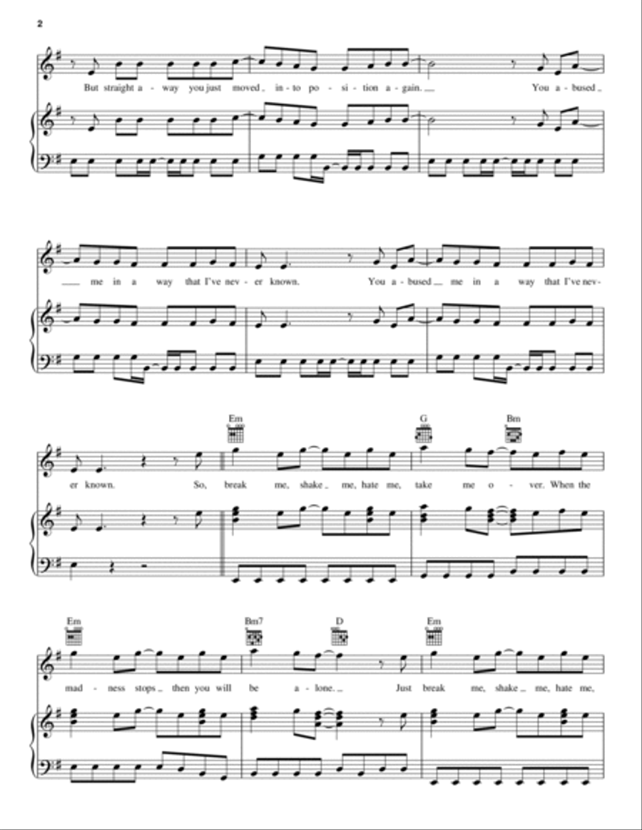 Break Me Shake Me Break Me Shake Me Piano, Vocal, Guitar scores gallery preview page 2