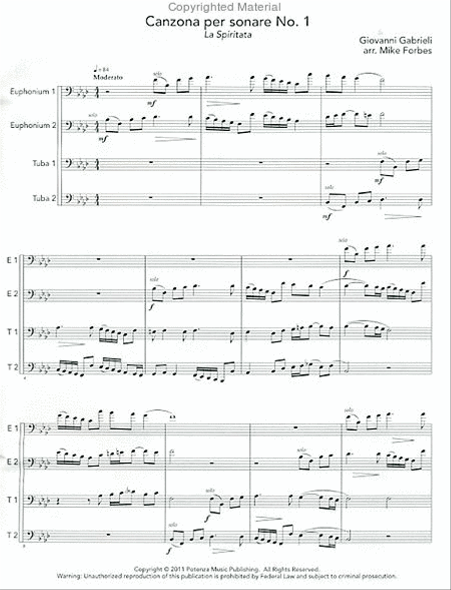 Quattro Canzoni Euphonium Quartet scores gallery preview page 2