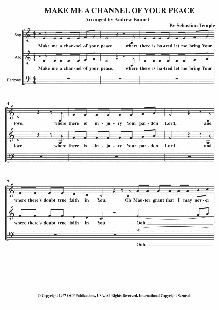 Make Me A Channel Of Your Peace (prayer Of St. Francis) 3-Part scores gallery preview page 1