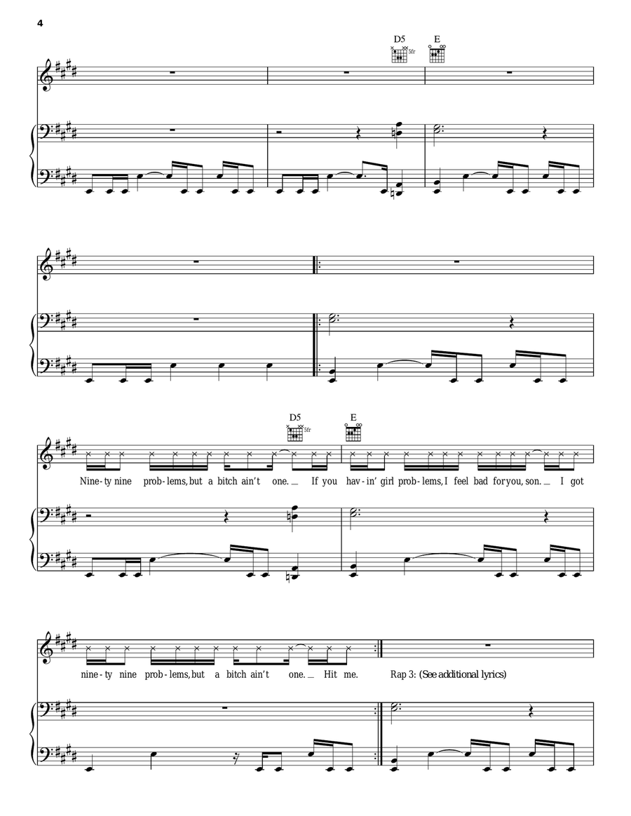 99 Problems Piano, Vocal, Guitar scores gallery preview page 4