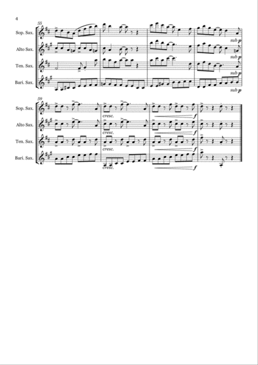 Annie B's Boogie - Saxophone quartet (SATB) Saxophone Quartet scores gallery preview page 4