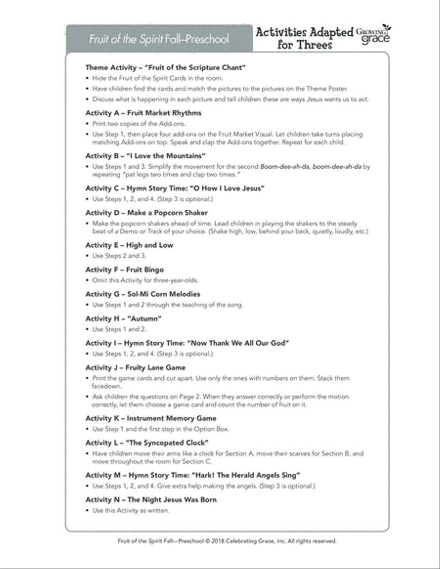 Fruit of the Spirit: Preschool - Fall Unison Choir scores gallery preview page 5