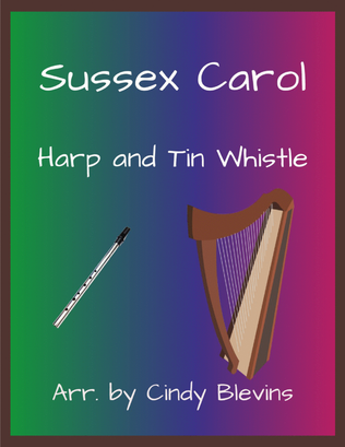 Sussex Carol, Harp and Tin Whistle (D)