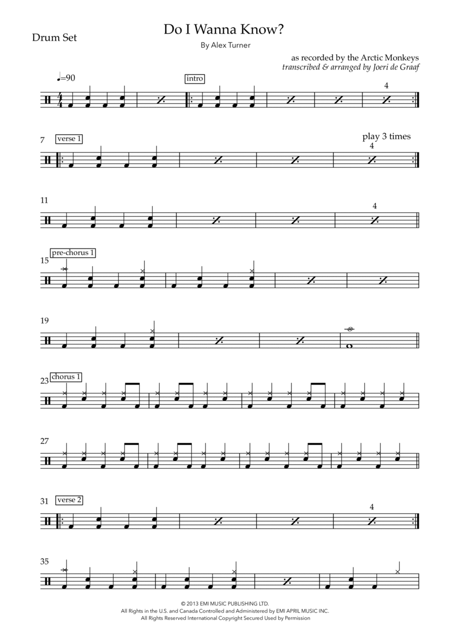 Do I Wanna Know? Drum Set scores gallery preview page 1