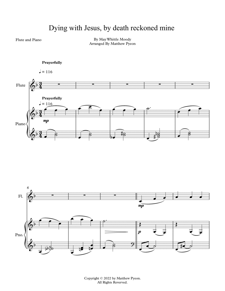 Dying with Jesus, by death reckoned mine Flute Solo scores gallery preview page 1