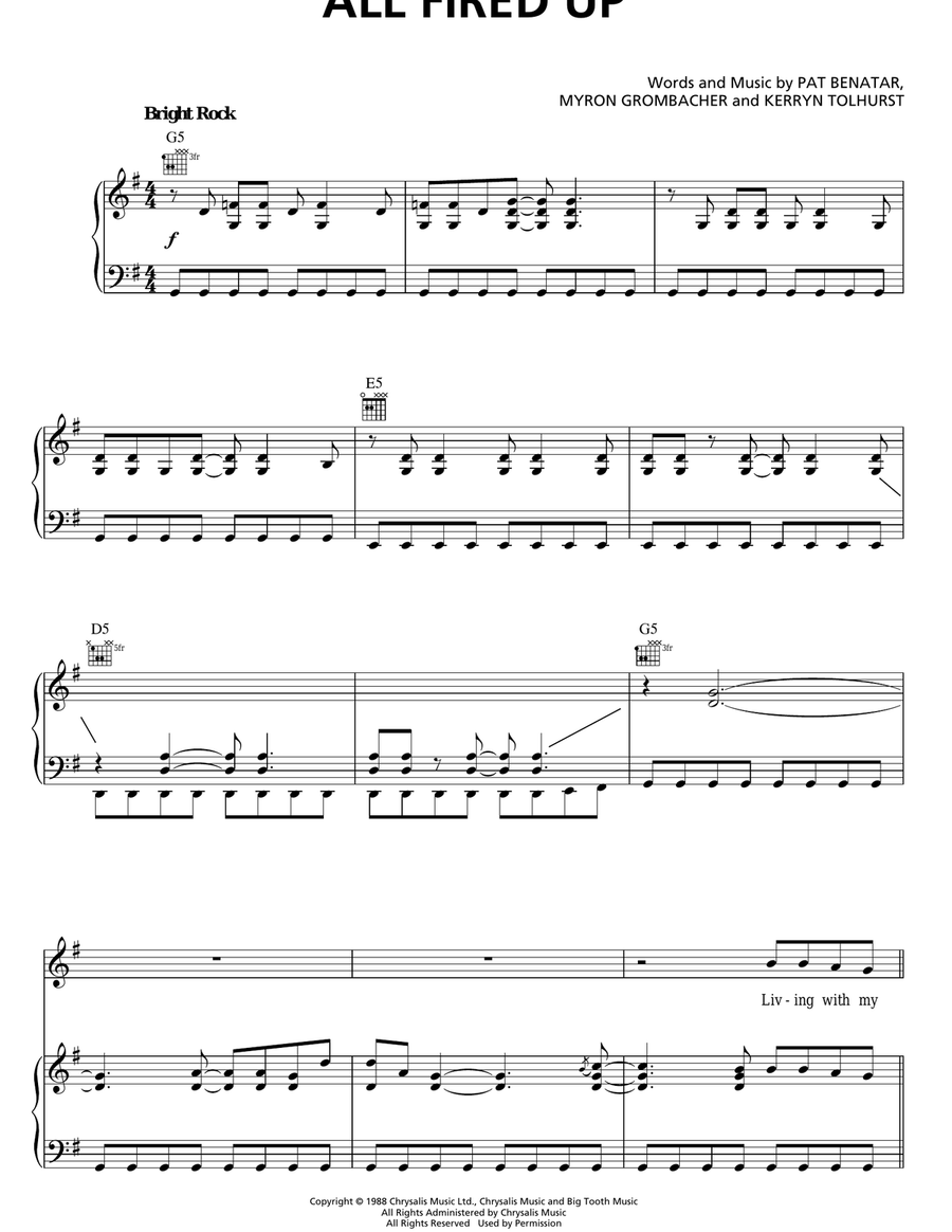 All Fired Up Piano, Vocal, Guitar scores gallery preview page 1