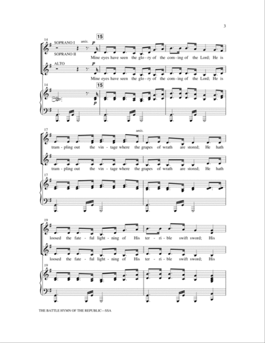 Battle Hymn Of The Republic SSA scores gallery preview page 2