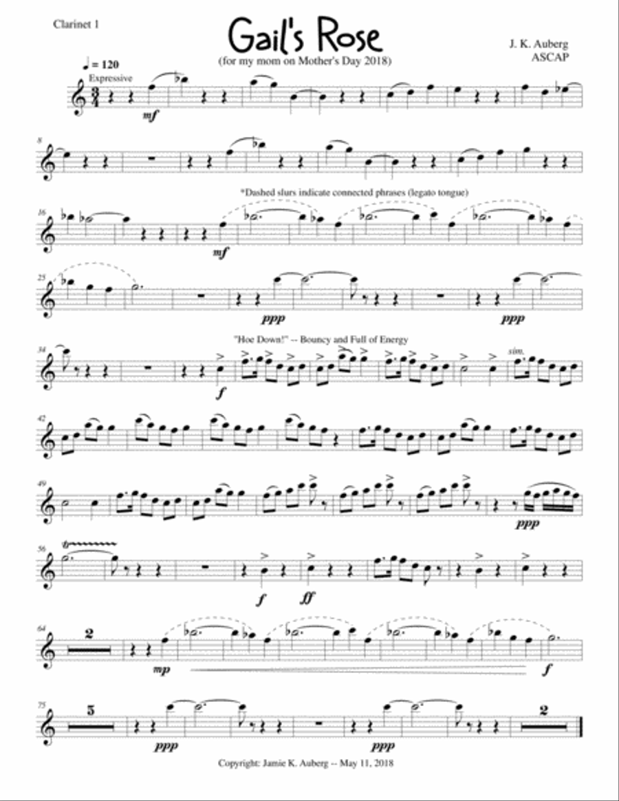 Gail's Rose (Clarinet Quartet) Clarinet Quartet scores gallery preview page 4