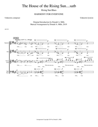 Book cover for The House of the Rising Sun...SATB