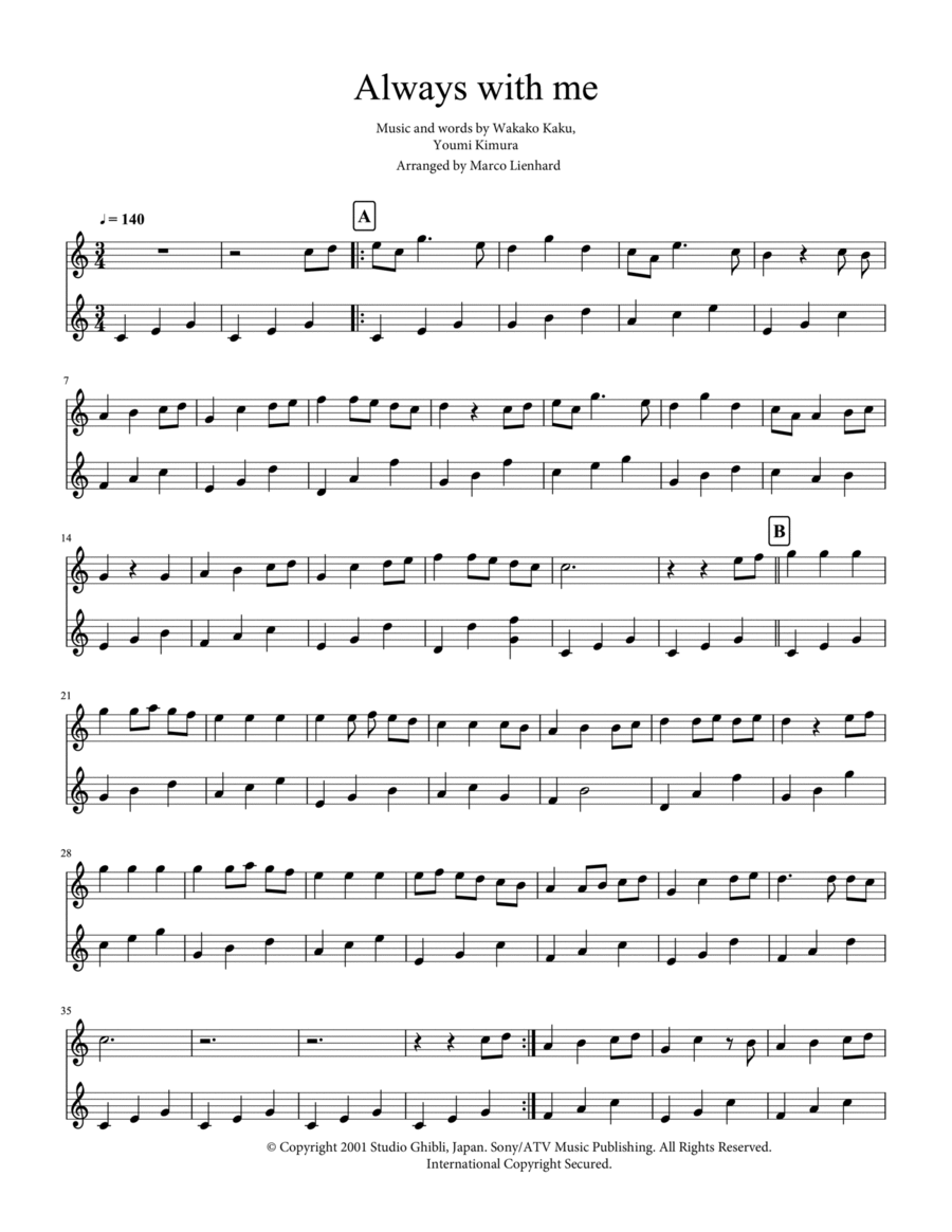 Itsumo Nandodemo (always With Me) Flute scores gallery preview page 1