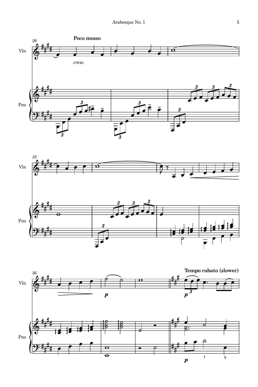 Arabesque No.1 (Simplified for Violin and Piano) Violin Solo scores gallery preview page 5