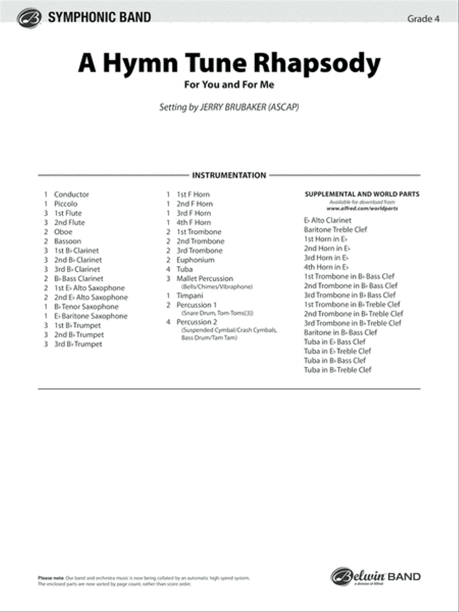 A Hymn Tune Rhapsody: Score Concert Band scores gallery preview page 1