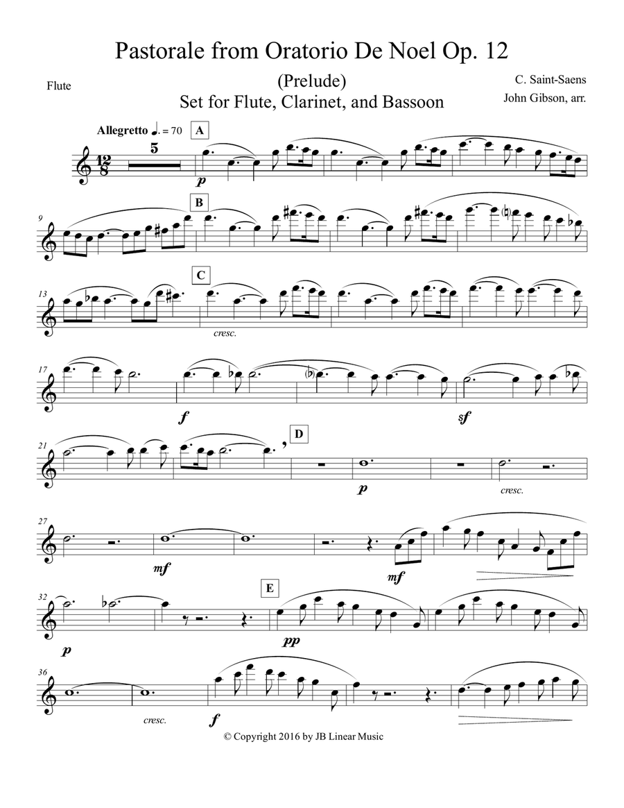 Pastorale from Oratorio De Noel for flute, clarinet, and bassoon Woodwind Trio scores gallery preview page 5