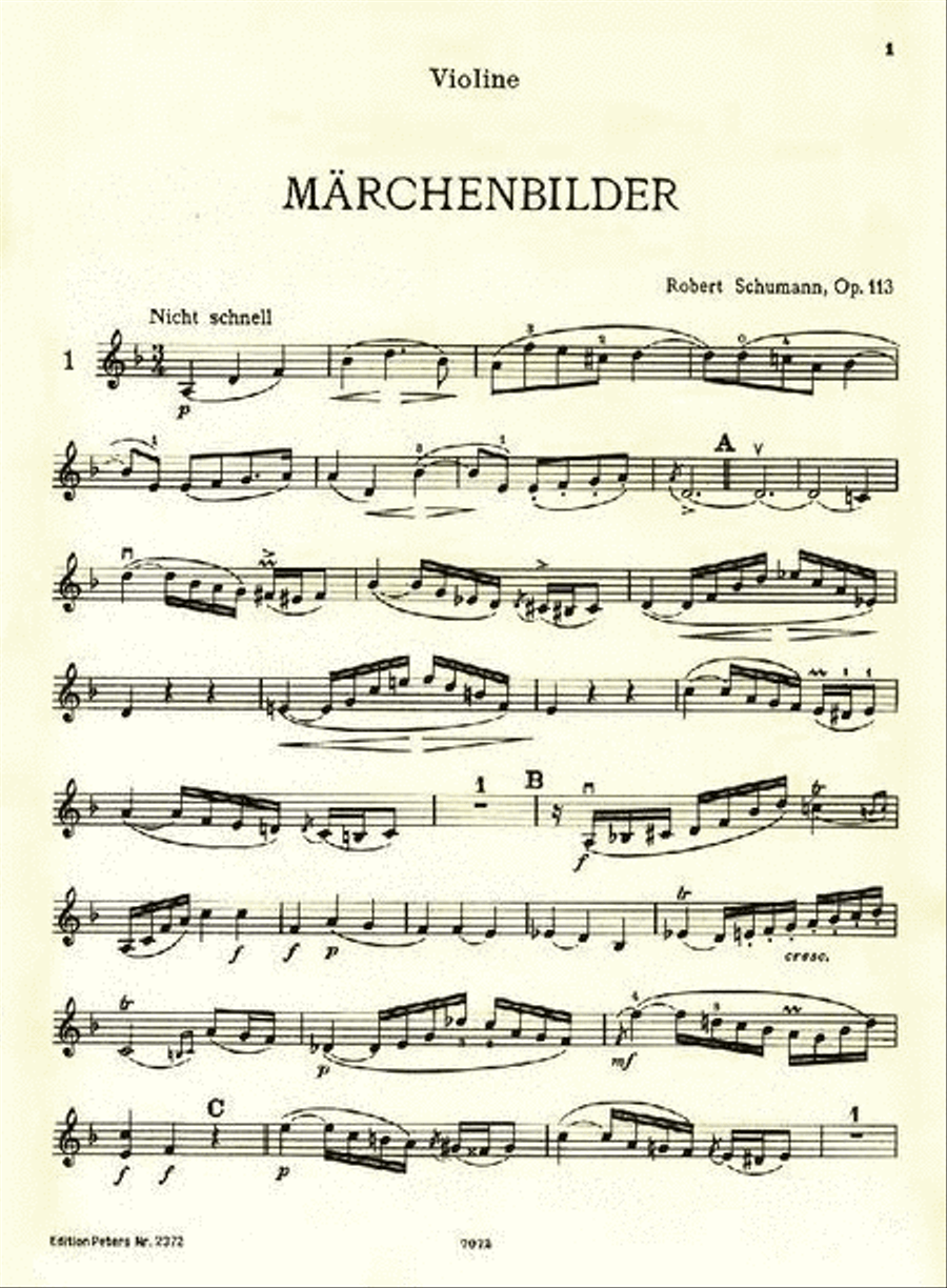 Märchenbilder (Fairy-Tale Pictures) Op. 113 for Viola (Violin) and Piano Violin scores gallery preview page 4