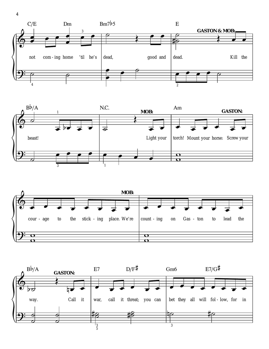 The Mob Song (from Beauty And The Beast) Easy Piano scores gallery preview page 4