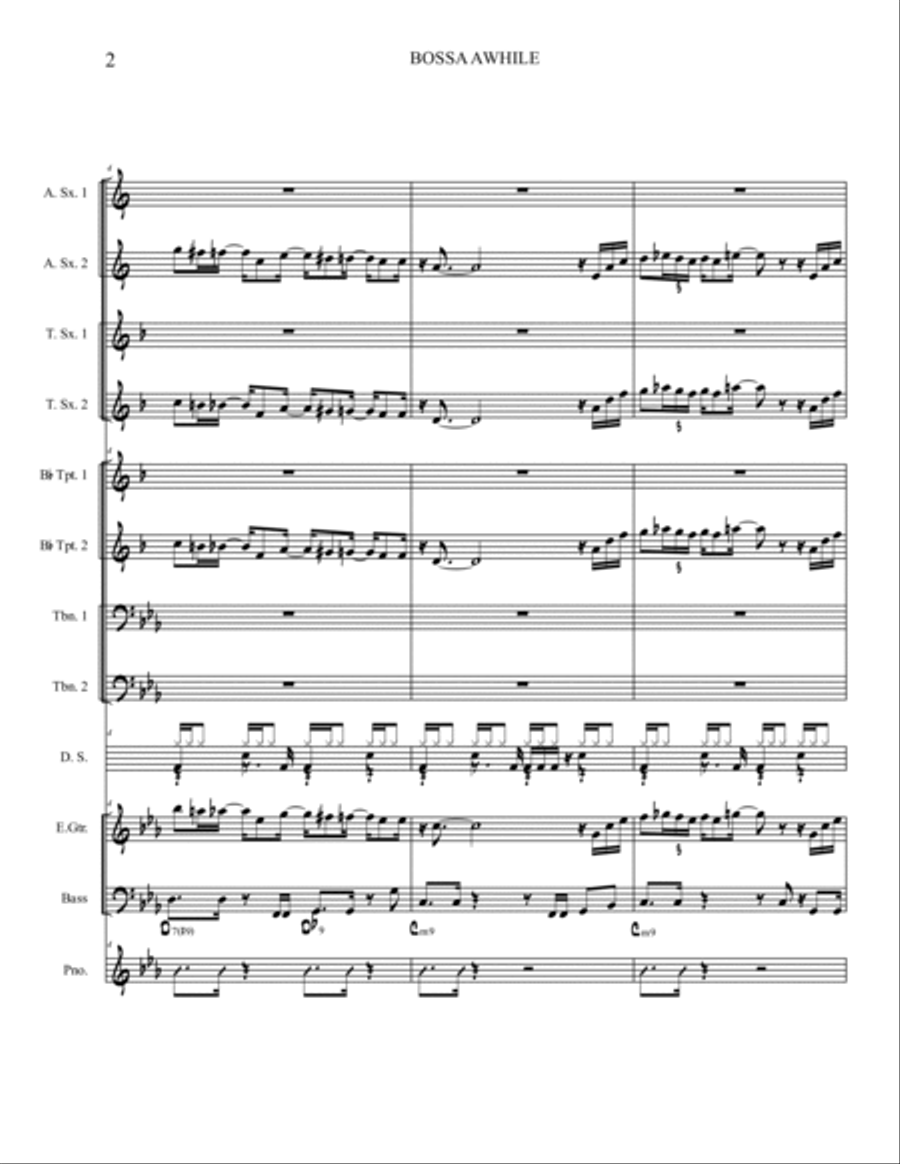Bossa Awhile Bossa Awhile Jazz Ensemble scores gallery preview page 3