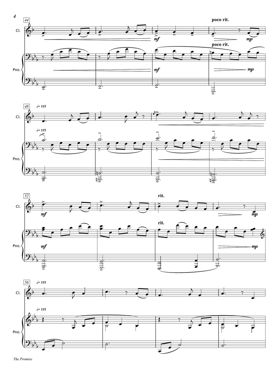 The Promise [Clarinet & Piano] B-Flat Clarinet scores gallery preview page 6