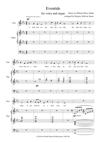 William Henry Monk, “Eventide” ‘(“Abide with me”) arranged for high voice and organ image number null