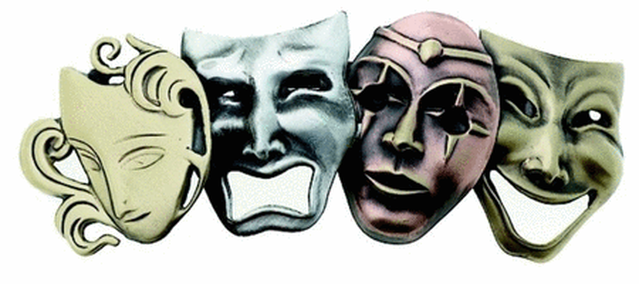 Hair Clip Tri Colour Theatre Masks