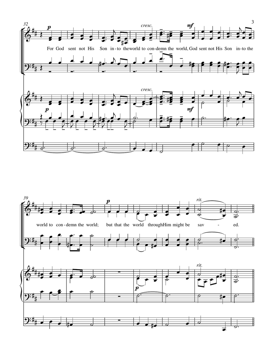 God So Loved the World (Stainer) SATB with ORGAN ACCOMPANIMENT 4-Part scores gallery preview page 3