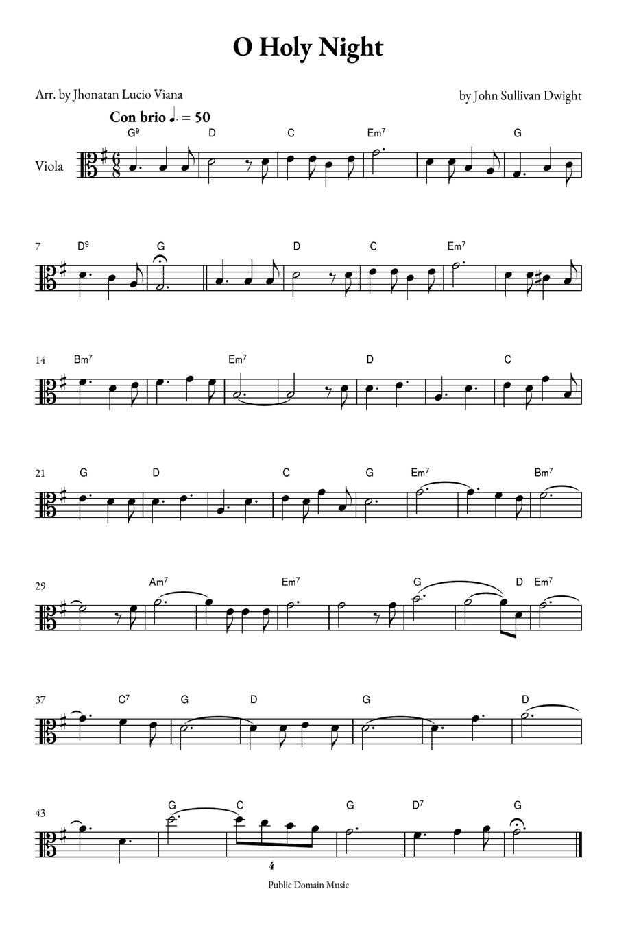O Holy Night Viola Solo scores gallery preview page 1