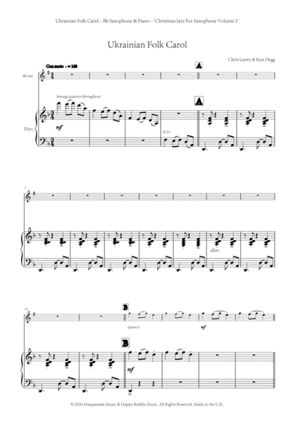 Ukrainian Folk Carol - Bb Saxophone and Piano (swing style!) by Chris Lawry and Keri Degg. Includes image number null