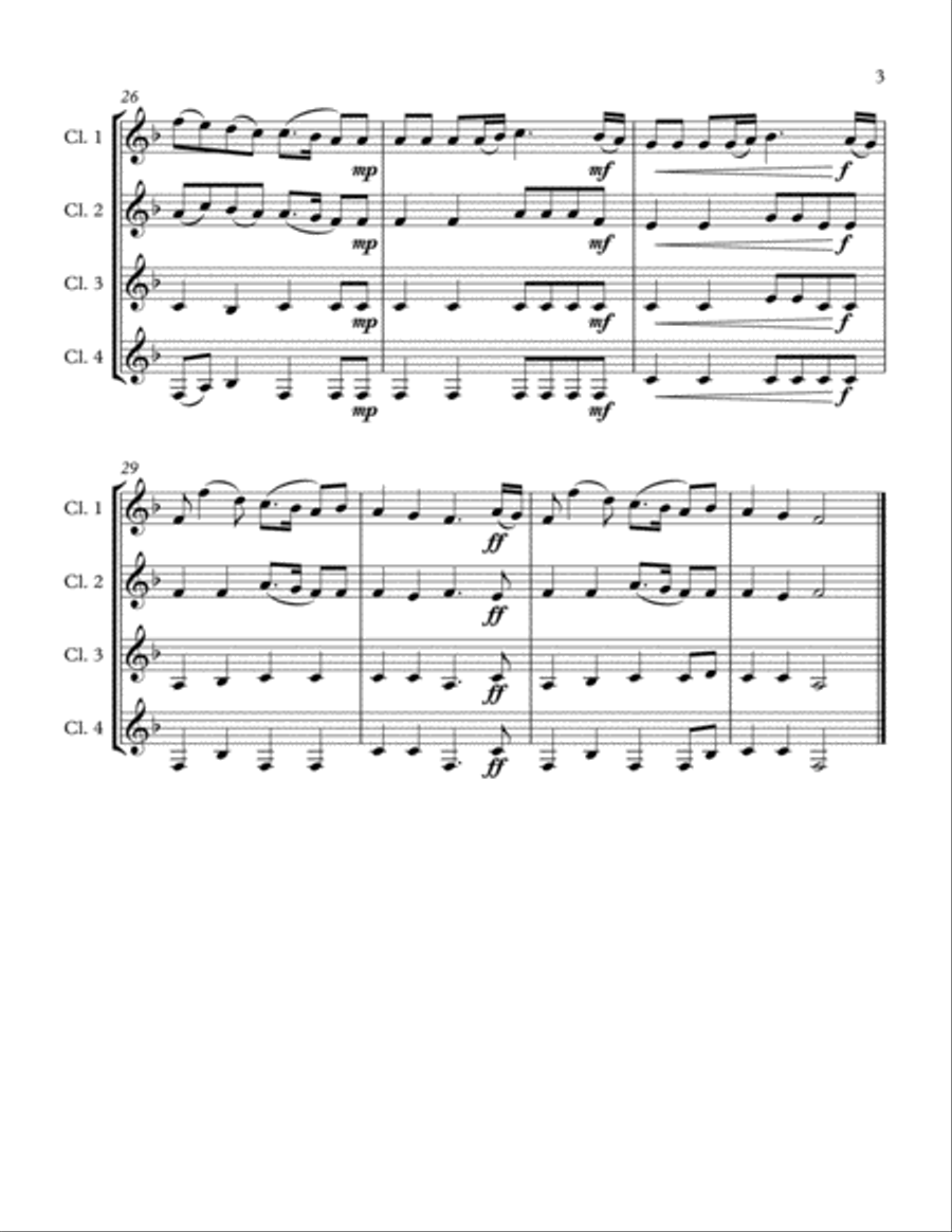 Joy To The World (4 Clarinets) Joy To The World (4 Clarinets) Clarinet Quartet scores gallery preview page 3